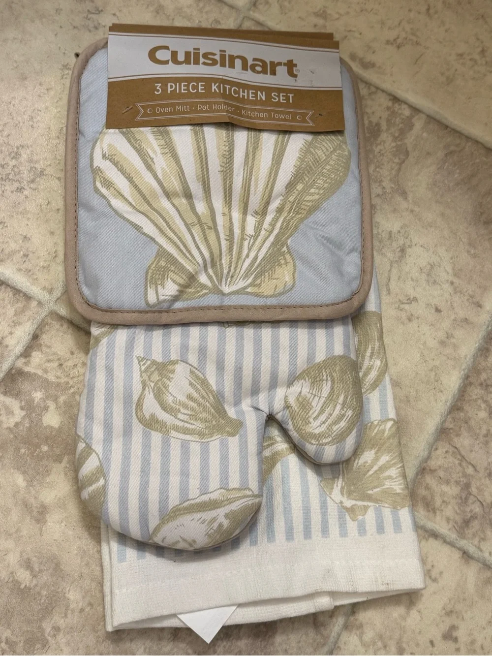 NWT Cusinart 3 piece kitchen set ocean sea shell theme